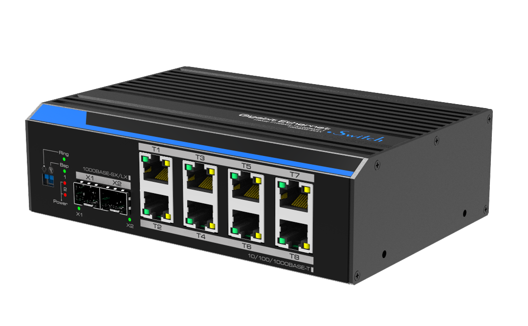 Industrial 8-Port Gigabit+2-Port 100/1000X SFP Unmanaged Switch(Fast-Ring)