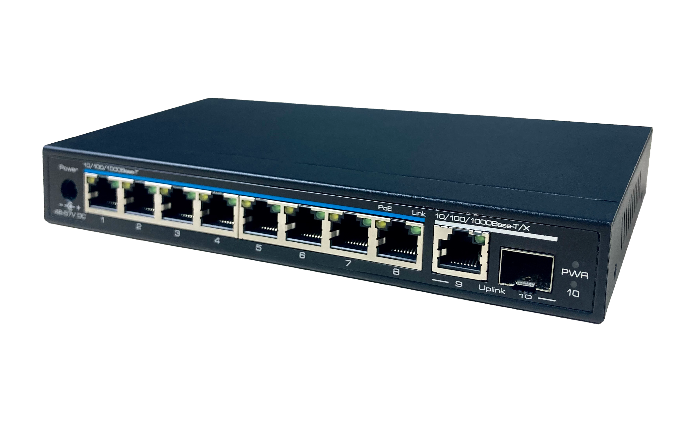 8-Port Gigabit PoE+ 1-Port Gigabit RJ45 1-Port Gigabit SFP Unmanaged Ethernet Switch